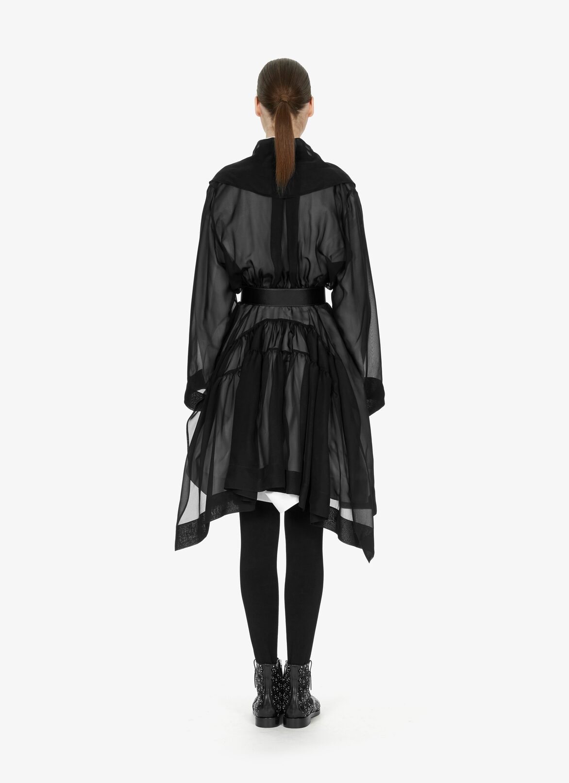 LONG SLEEVE DRESS MOUSSELINE BLACK ALAÏA BLACK  LONG SLEEVE DRESS MOUSSELINE BLACK